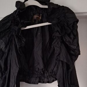 Tarnish Black Ruffled Crop Jacket
